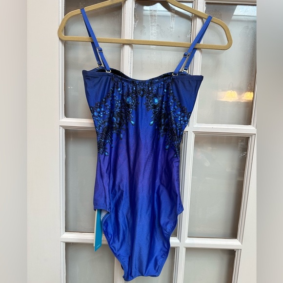 Gottex Blue Jewel Sultan Bandeau One Piece Swimsuit Women’s Size 8 US NWT - Picture 5 of 12